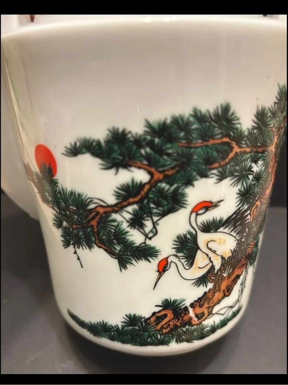Vintage Cathay China Crane Pine Tree Tea Set Teapot 4 Lidded Cups Asian Japan